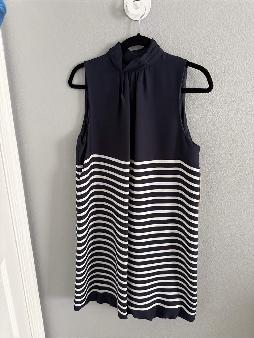 Navy & White Striped Sleeveless Shift Dress